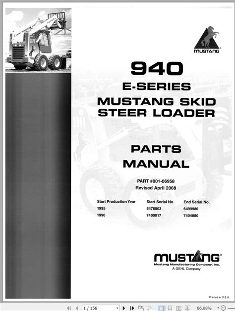 mustang 940e service manual